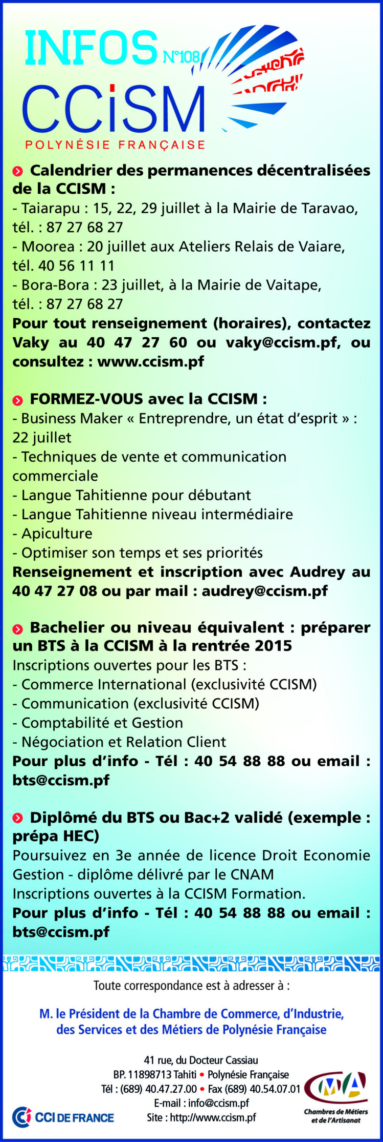 Infos CCISM N°108 Infos CCISM N°108