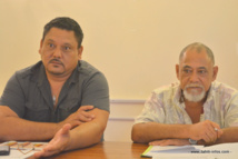 De gauche à droite, Vatea Heller le vice-président de la Cosac et Isidore Tainanuarii, le président en conférence de presse à Papeete ce jeudi matin.
