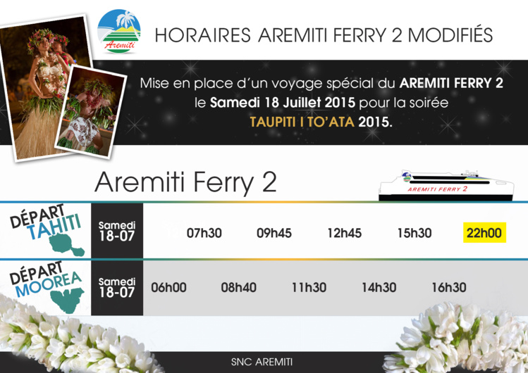 AREMITI FERRY: une rotation spéciale pour la soirée des lauréats samedi