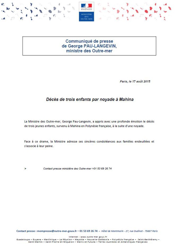 George Pau-Langevin présente ses condoléances aux familles des trois enfants noyés