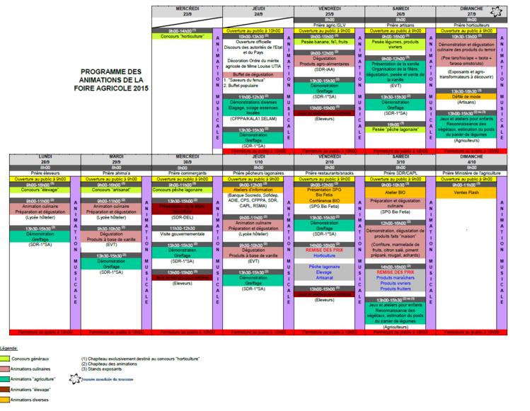 Le programme de la foire agricole Le programme de la foire agricole