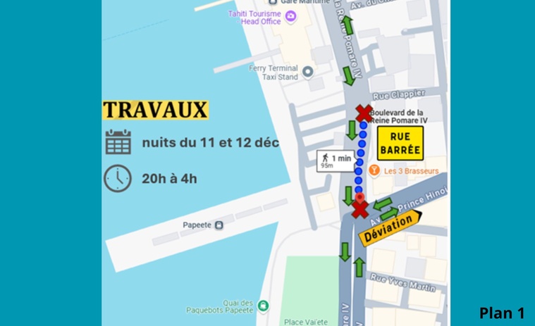 Travaux nocturnes sur le boulevard de la reine Pomare et l'avenue du prince Hinoi Travaux nocturnes sur le boulevard de la reine Pomare et l'avenue du prince Hinoi