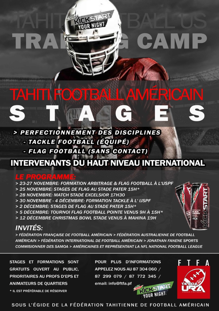 Foot US – Deux semaines de stages, matchs en présence d’invités étrangers. Foot US – Deux semaines de stages, matchs en présence d’invités étrangers.