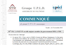 UPLD : "Mme Pau-Langevin est-elle toujours membre du gouvernement Hollande ?" UPLD : "Mme Pau-Langevin est-elle toujours membre du gouvernement Hollande ?"