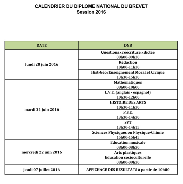 Bac et brevet : les dates des examens en 2016 Bac et brevet : les dates des examens en 2016