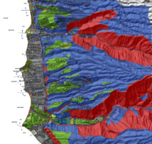 Le plan de zonage du PPR en vigueur actuellement à Punaauia, depuis le 25 mars 2010 (par arrêté ministériel) démontre l'étroitesse des parcelles où les risques sont nuls ou faibles.