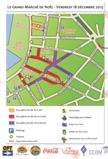 Le plan des zones piétonnes de vendredi soir