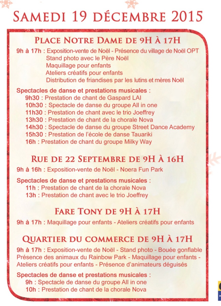 Le programme de samedi