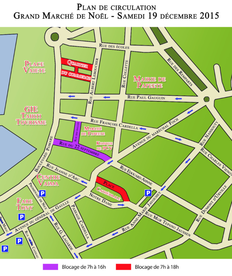 Grand marché de Noël Papeete: plan de circulation de ce samedi 19 décembre Grand marché de Noël Papeete: plan de circulation de ce samedi 19 décembre
