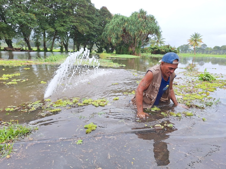 Intervention compliquée pour les agents du service hydraulique, à Atimaono. Intervention compliquée pour les agents du service hydraulique, à Atimaono.