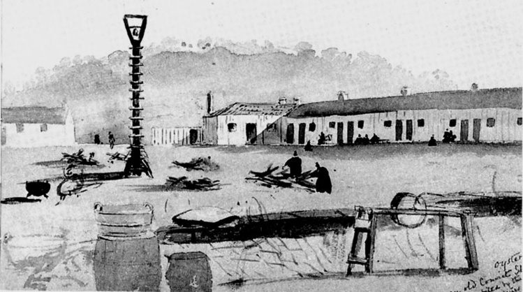 Le mouroir des derniers Tasmaniens, Oyster Cove, et ses bâtiments lépreux, au sud-est de la Tasmanie. Le mouroir des derniers Tasmaniens, Oyster Cove, et ses bâtiments lépreux, au sud-est de la Tasmanie.