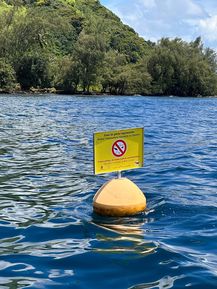 Balisage de la ZPR de Tautira (Crédit : Archive CAPL). Balisage de la ZPR de Tautira (Crédit : Archive CAPL).