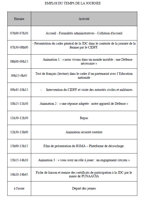 Journée Défense et Citoyenneté exceptionnelle du 8 mars Journée Défense et Citoyenneté exceptionnelle du 8 mars