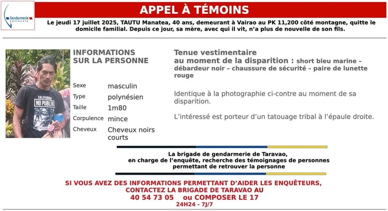 Crédit : Facebook/Gendarmerie de Polynésie française. Crédit : Facebook/Gendarmerie de Polynésie française.