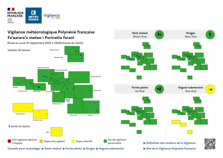 Australes centre et Rapa placées en vigilance orange vagues-submersion