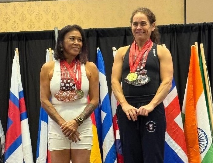 Claudine Yu Hing (à G) est montée à trois reprises sur un podium à Las Vegas.