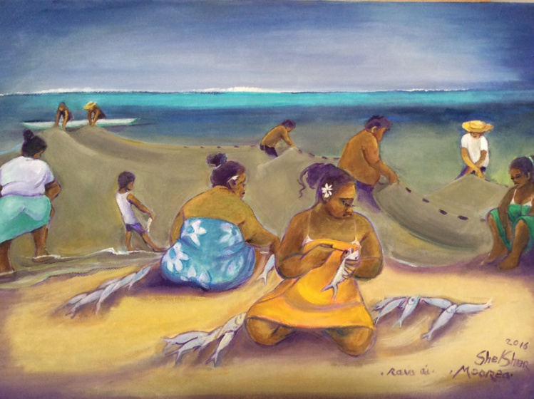 La peintre anglaise Jean Shelsher n'a de cesse de rendre hommage à Tahiti depuis son premier séjour en 1969.