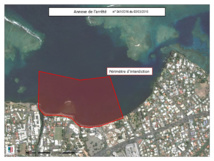 L'arrêté municipal pris le 3 mars dernier à Pirae matérialise sur une carte le périmètre d'interdiction, entre les deux embouchures de rivière. La plage de la baie du Taaone reste ouverte aux baigneurs.