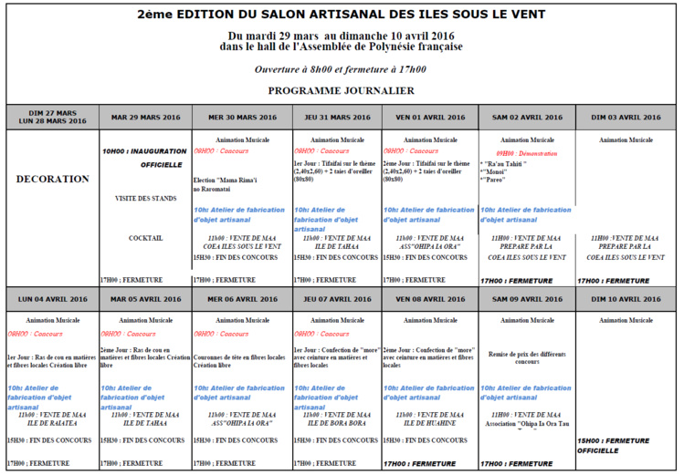 2ème édition du Salon Artisanal des Îles-Sous-le-Vent