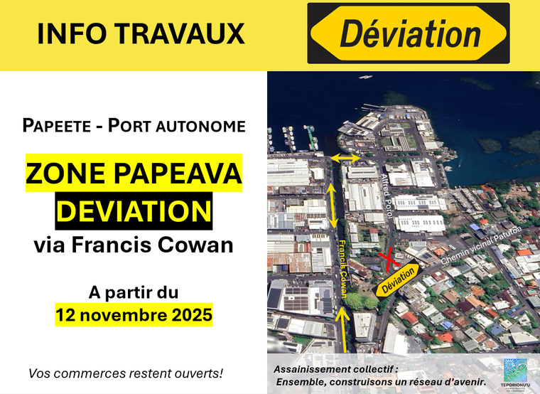 Papeete : huit mois de déviation pour travaux d’assainissement