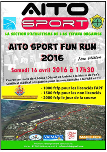 Faa'a: Aito sport fun run - Perturbation circulation route Nelson Mandela le samedi 16 avril