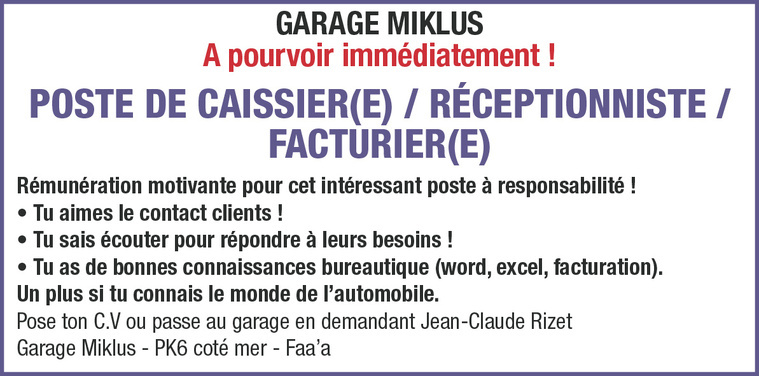 LA SOCIÉTÉ GARAGE MIKLUS RECRUTE : PLUSIEURS POSTES A POURVOIR ! LA SOCIÉTÉ GARAGE MIKLUS RECRUTE : PLUSIEURS POSTES A POURVOIR !