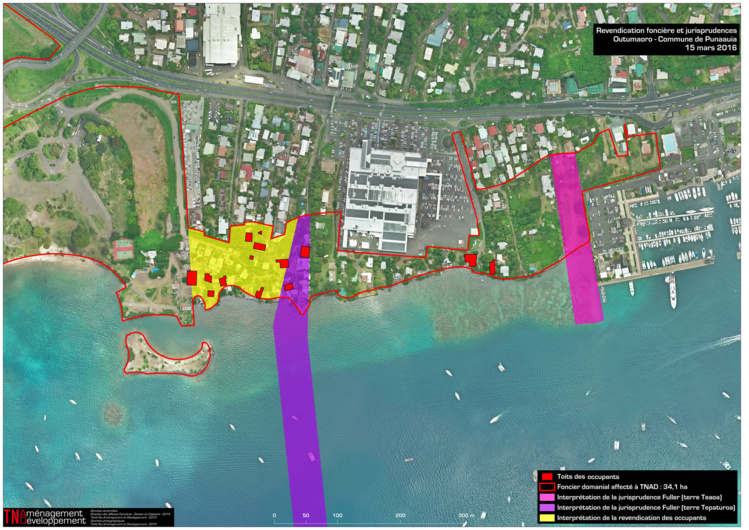 En jaune, sur cette vue, les terres qui font encore l'objet d'une revendication irrégulière selon TNAD.
