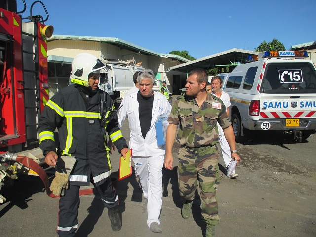 Les secours mobilisés après l'effondrement d'une tribune (exercice)