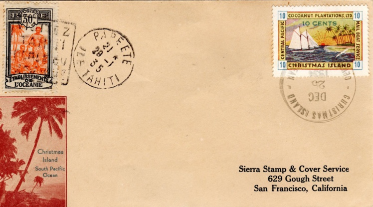 Sur cette lettre affranchie à Christmas Island, on voit qu’un double affranchissement EFO (à gauche) a été fait pour que le courrier arrive à destination, les postes ne reconnaissant pas les timbres du prêtre millionnaire. Sur cette lettre affranchie à Christmas Island, on voit qu’un double affranchissement EFO (à gauche) a été fait pour que le courrier arrive à destination, les postes ne reconnaissant pas les timbres du prêtre millionnaire.