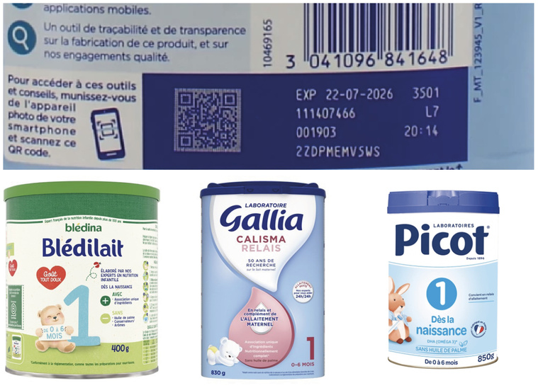 Les laits infantiles concernés par la procédure de retrait au Fenua Les laits infantiles concernés par la procédure de retrait au Fenua