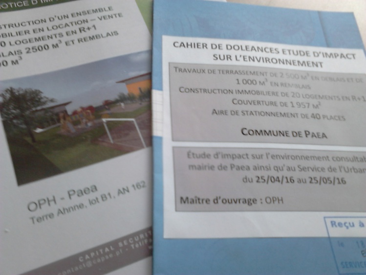 Projet de logements sociaux à Paea : les riverains inquiets Projet de logements sociaux à Paea : les riverains inquiets