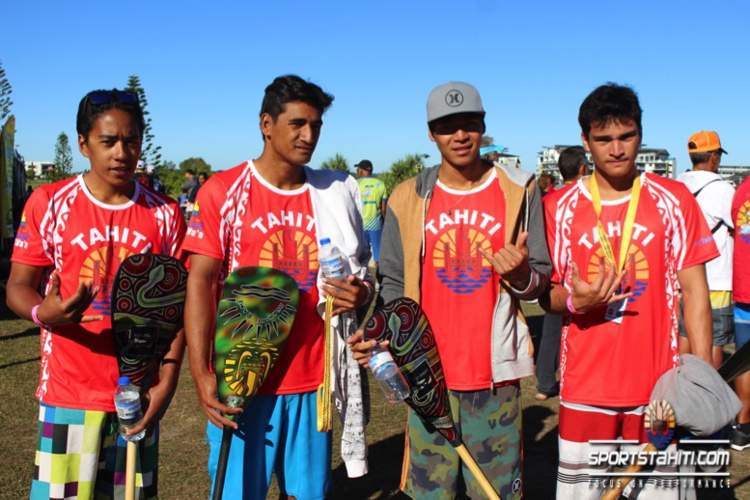 Les tahitiens en finale avec (de gauche à droite) Rooma Apuarii (6ème), Tutearii Hoatua (2ème), Revi Thon Sing (1er) et Hotuterai Poroi (3ème).