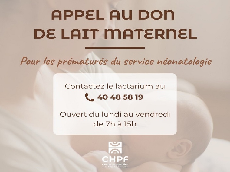 Le CHPF lance un appel urgent au don de lait maternel