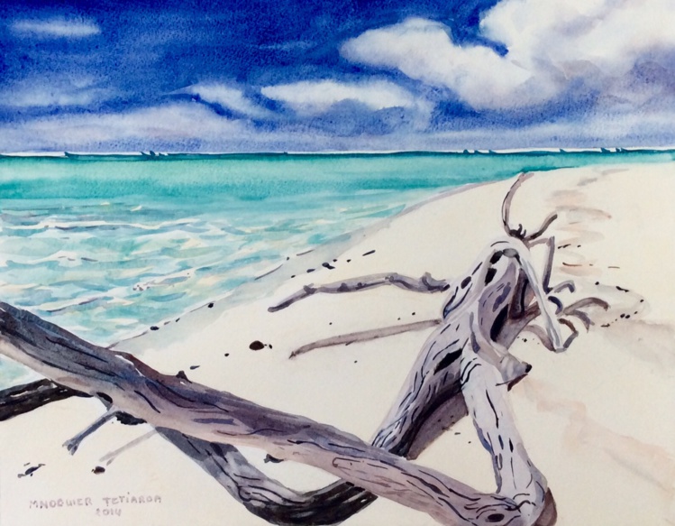 Les paysages de l'artiste invitent également à la relaxation grâce à des dégradés de couleurs chaudes propres à l'archipel des Tuamotu.
