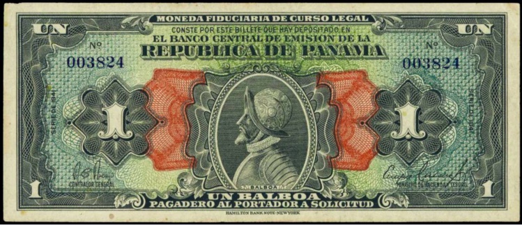 Un billet de banque de 1 balboa, émis par la République du Panama. Le balboa vaut aujourd’hui 105 Fcfp. Un billet de banque de 1 balboa, émis par la République du Panama. Le balboa vaut aujourd’hui 105 Fcfp.