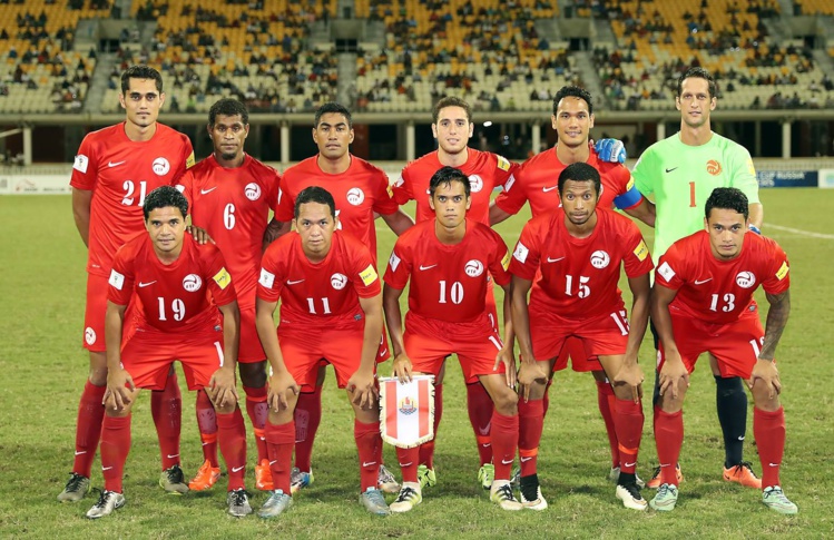 La sélection tahitienne contre la Calédonie