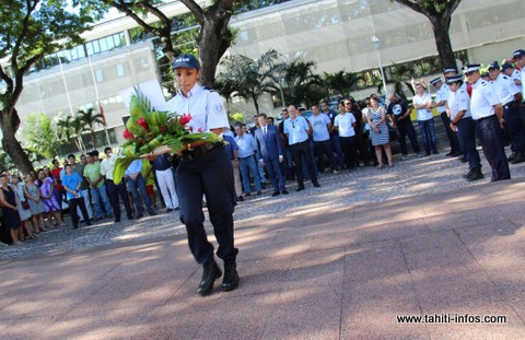 La mémoire des deux policiers assassinés a été honorée ce mardi par leurs collègues de Polynésie française.