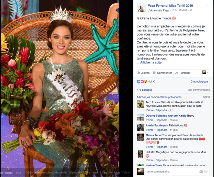 Miss Tahiti: la polémique qui gâche la fête Miss Tahiti: la polémique qui gâche la fête