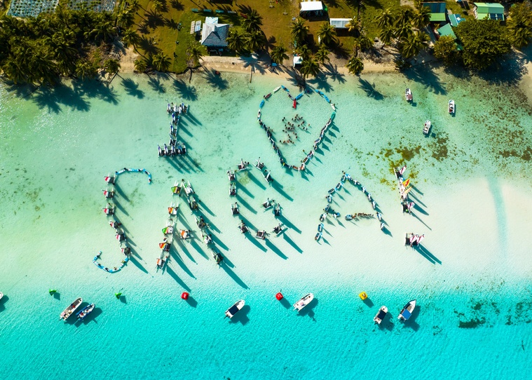 La Saga vue du ciel à Bora Bora (Crédit : Kotaha/Saga).