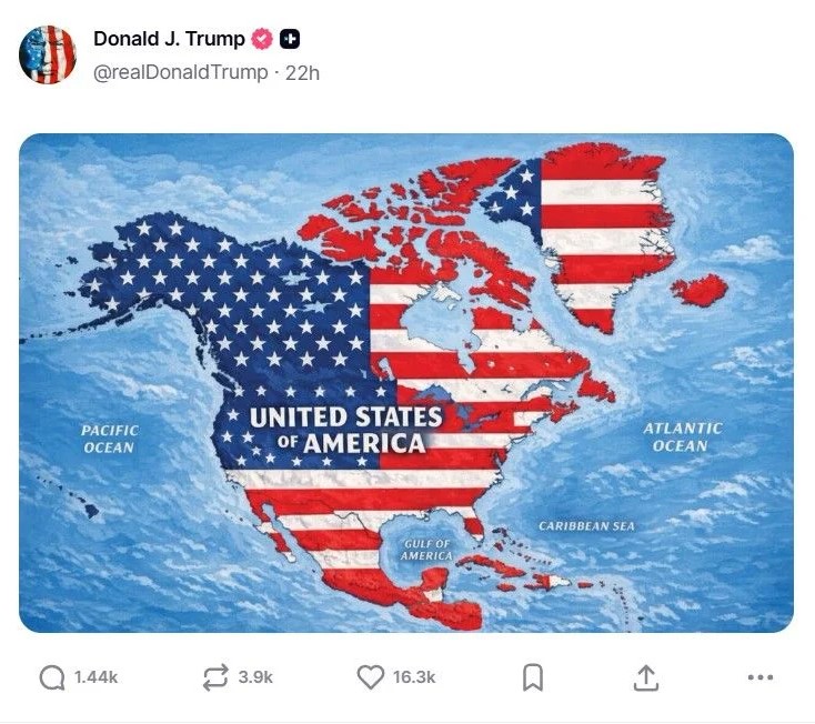 ​Trump suscite une nouvelle polémique avec une carte englobant l'Islande et les Antilles françaises