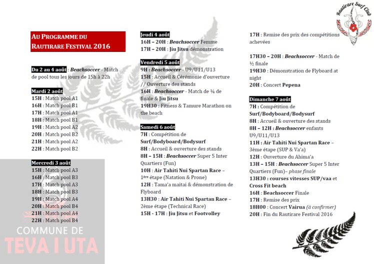 A ne pas rater – Michel Bourez : La sixième édition du Rautirare Festival à Mataiea