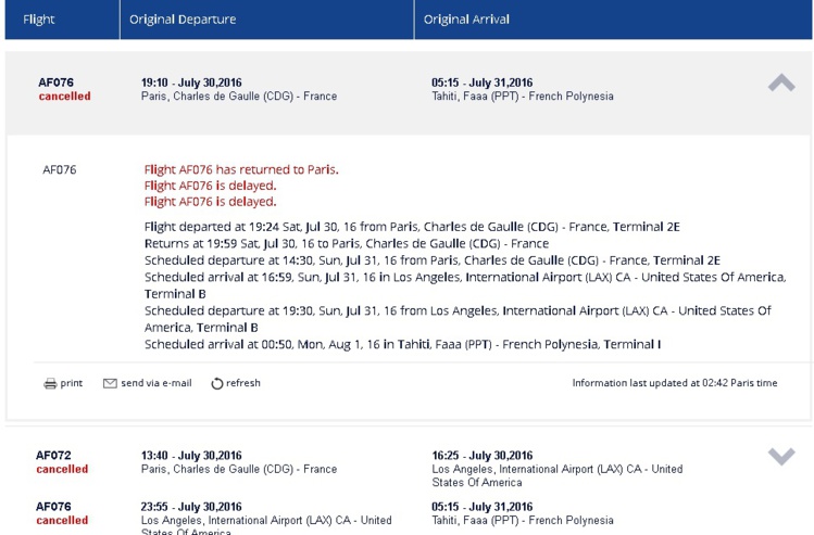 Problème sur le vol Paris-Tahiti Faa'a : les passagers bloqués en métropole Problème sur le vol Paris-Tahiti Faa'a : les passagers bloqués en métropole