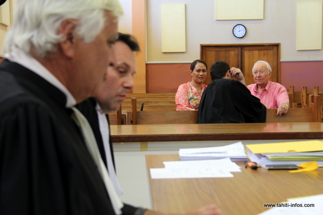 Pascale haiti et Gaston Flosse, ce mardi après-midi au palais de justice.