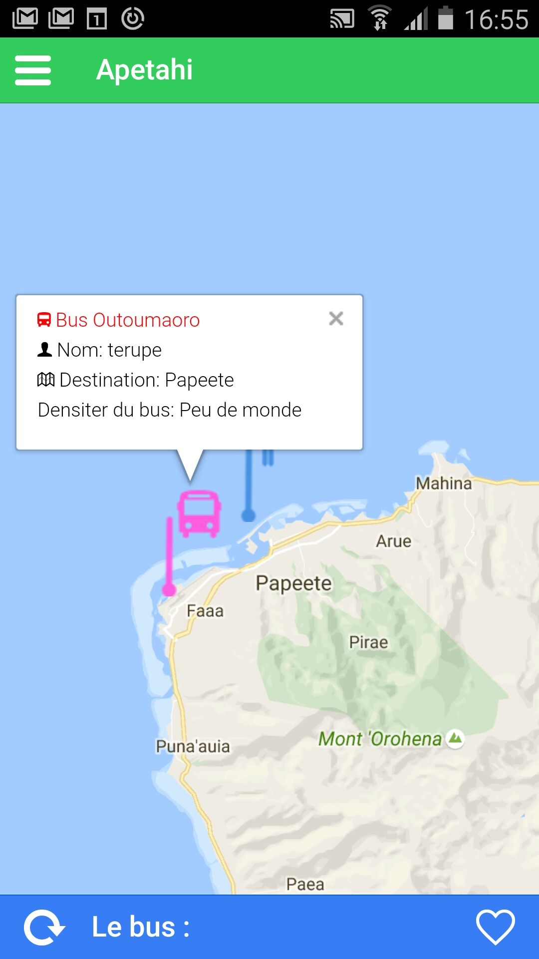 Apetahi : les horaires de bus version mobile et participatif