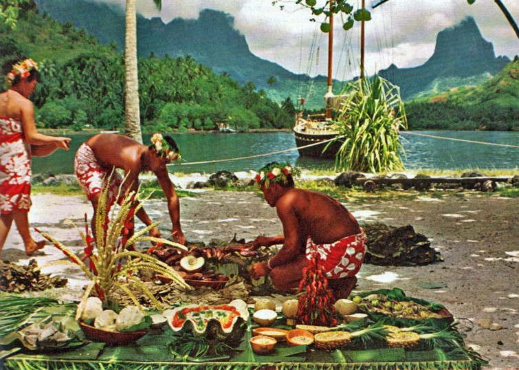 Four tahitien à Moorea en 1970