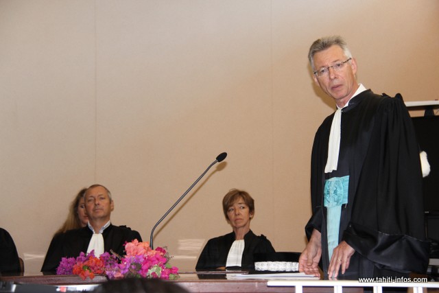 Le procureur de la République Hervé Leroy lors de son discours d'installation, vendredi, au palais de justice de Papeete.