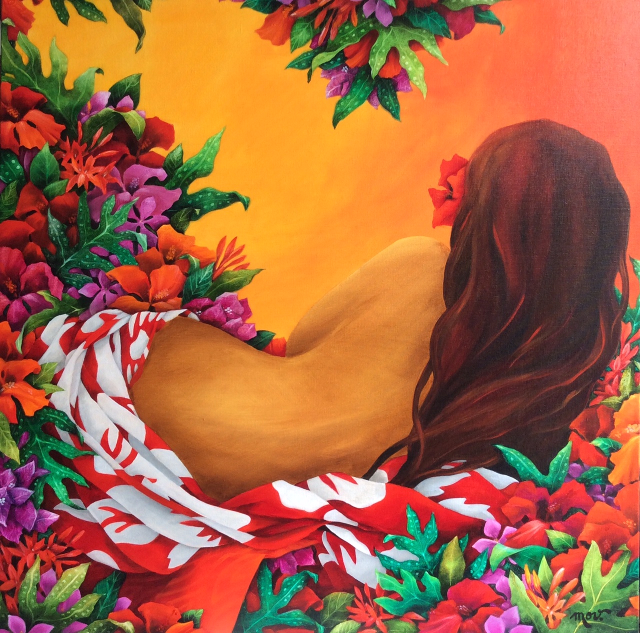 Les vahine sont toujours omniprésentes dans les acryliques sur toile de Mov.