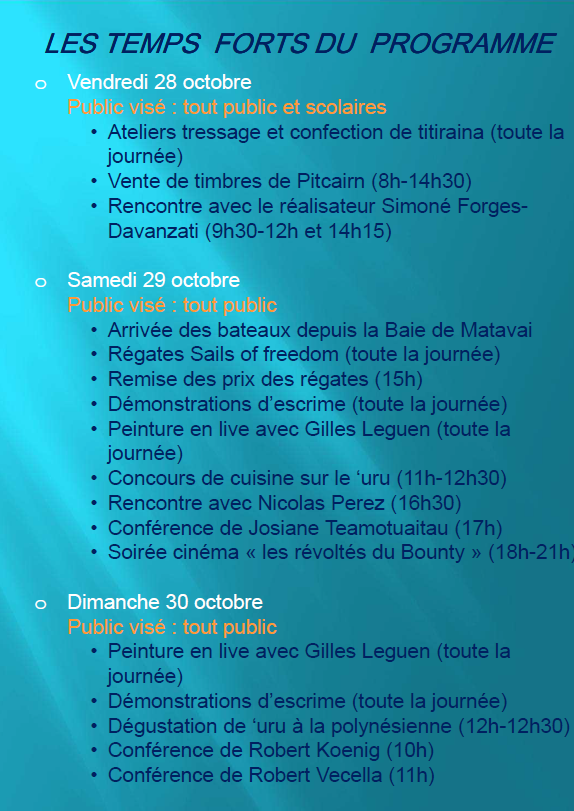 Un festival du Bounty ce week-end à la pointe Vénus