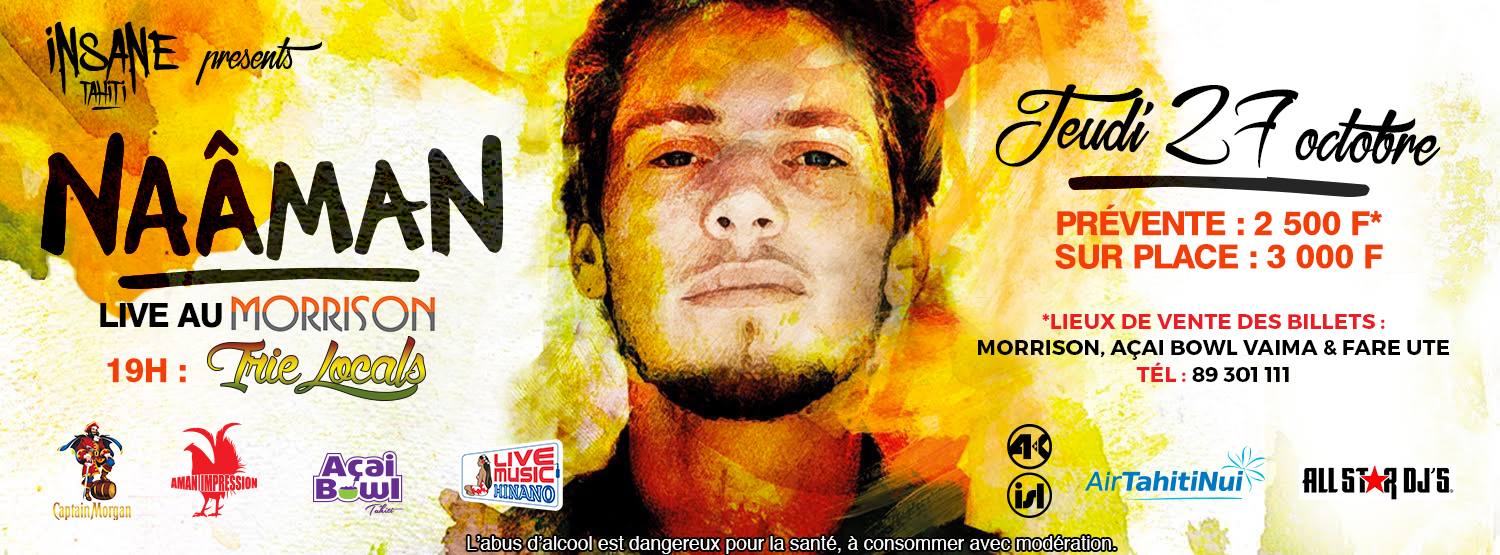 Concerts de reggae avec Naâman ce soir à Tahiti et samedi à Moorea
