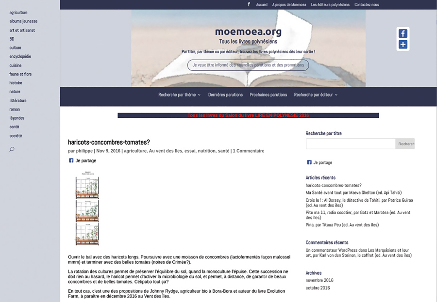 Moemoea, un site qui recense (presque) tous les livres polynésiens